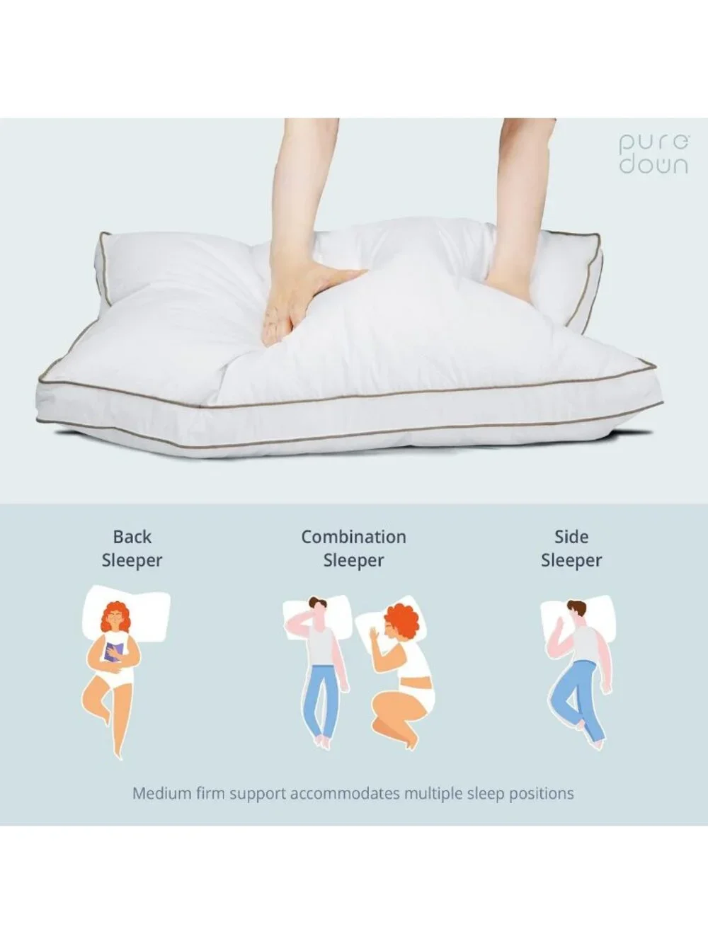 Luxury Goose Down Pillows for Sleeping, Gusseted King Size, 100% Cotton Cover